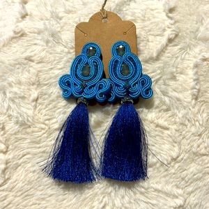 Blue Tassel Earrings